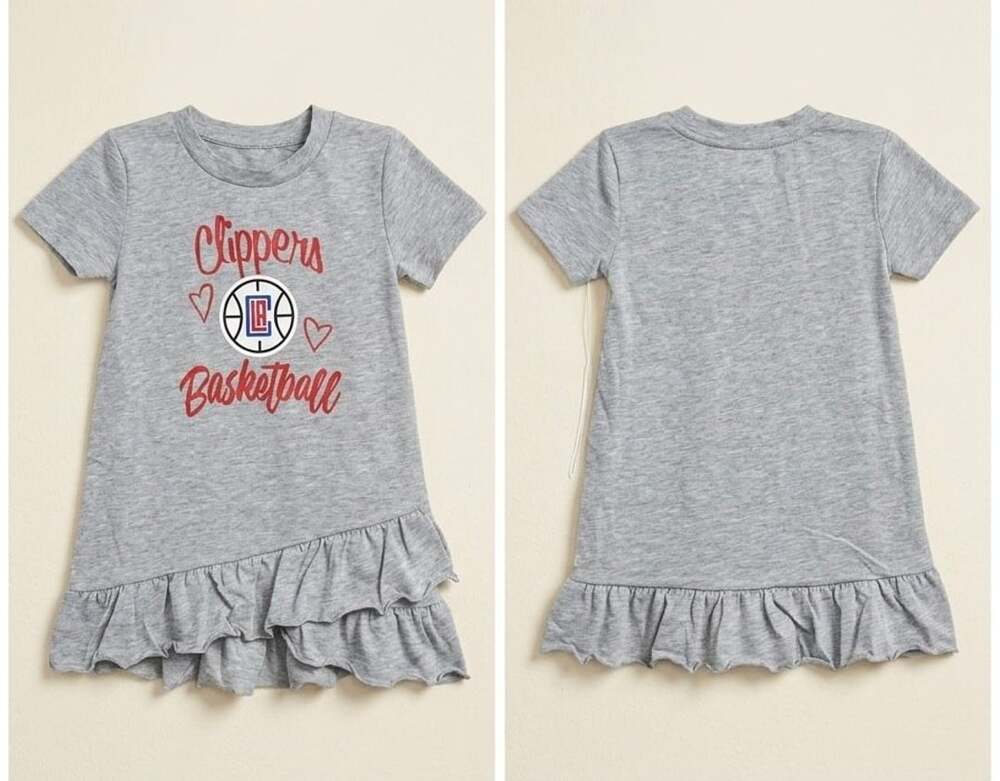 NBA LA Clippers Toddler Girls Claim to Fame Ruffle Layered Dress Gray